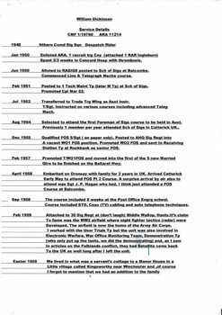 A copy of the Service details of William Dickinson