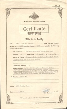 A collection of Trade Certificates for Cpl Andrzej Roman Witold Gizycki (Ziggy)