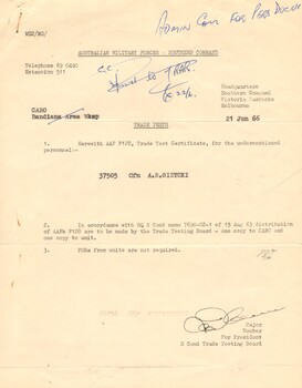 A collection of Trade Certificates for Cpl Andrzej Roman Witold Gizycki (Ziggy)