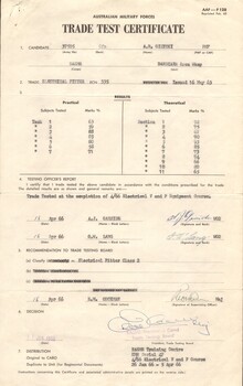 A collection of Trade Certificates for Cpl Andrzej Roman Witold Gizycki (Ziggy)