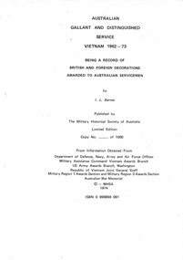 A copy of Australian Gallant and Distinguished Service Vietnam 1962-1973