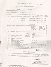 Copies of Aircraft Record of Operational Tour from Flying Officer John Anthony Wheal