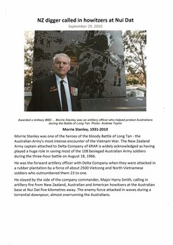 NZ digger called in howitzers at Nui Dat: Morrie Stanley - 1931-2010