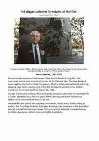 NZ digger called in howitzers at Nui Dat: Morrie Stanley - 1931-2010