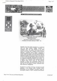 A copy of a Tribute to Brigadier Colin Khan D.S.O.