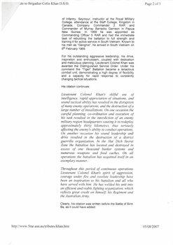 A copy of a Tribute to Brigadier Colin Khan D.S.O.