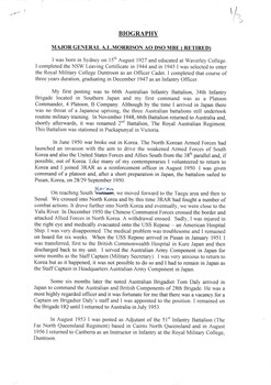 A Copy of the Biography of Major General Alan Lindsay Morrison AO DSO MBE (Retired)