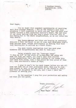 Copy of a letter relating to John Walter Desnoy