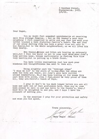 Copy of a letter relating to John Walter Desnoy