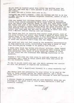 Copy of a letter relating to John Walter Desnoy