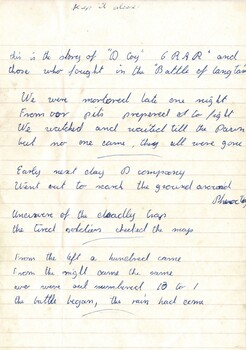 Poem written after the Battle of Long Tan