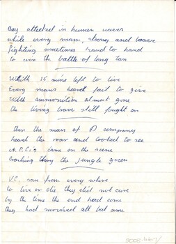 Poem written after the Battle of Long Tan