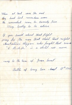 Poem written after the Battle of Long Tan