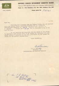 A Letter from Defence forces Retirement Benefits Board to Mr T.J, Kerlin dated 4 Nov 1968