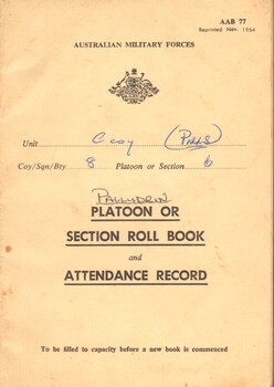 Platoon or Section Roll Book and Attendance Record for Holger Koblitz