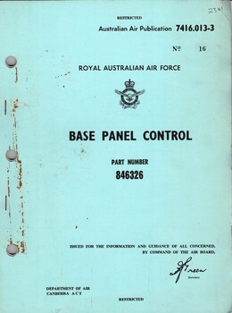 Royal Australian Air Force: Base Panel Control, Part Number 846326