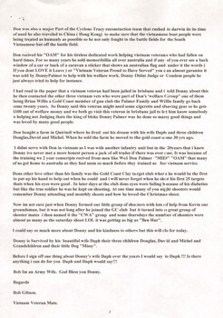 A Copy of A Soldier Died Today Vale WO1 Don Palmer, OAM, MID