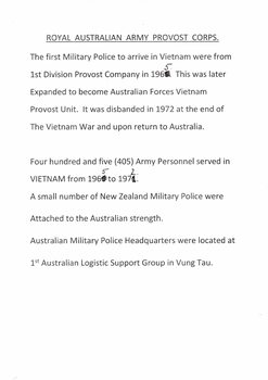 Memorabilia Royal Australian Army Provist Corps by Cpl James Archbold