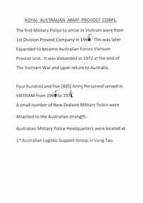 Memorabilia Royal Australian Army Provist Corps by Cpl James Archbold