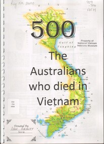 Booklet, Armitt, Ian, 500: The Australians Who Died in Vietnam, 2016
