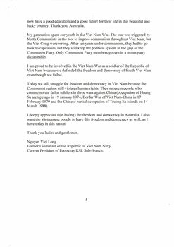 A Copy of a Speech given by Nugyen Viet Long on 30 March 2014 regarding the Dual Identity Leadership Program