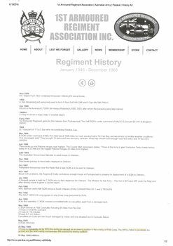 A Copy of the 1st Armoured Regiment Associal Inc. Regimental History  from January 1946 - December 1968.