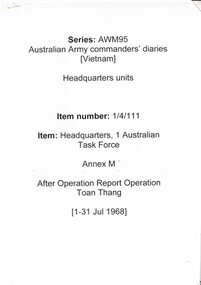 A Copy of Australian Army commander's diaries (Vietnam): Headquarters units, item no. 1/4/111
