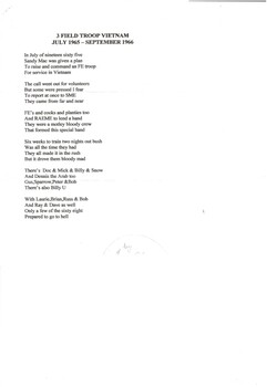3 Field Troop Vietnam: July 1965 - September 1966 (Poem & envelope)
