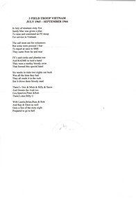 3 Field Troop Vietnam: July 1965 - September 1966 (Poem & envelope)