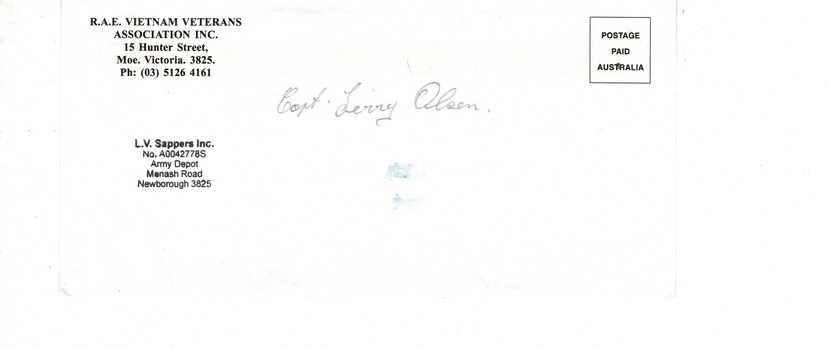 3 Field Troop Vietnam: July 1965 - September 1966 (Poem & envelope)