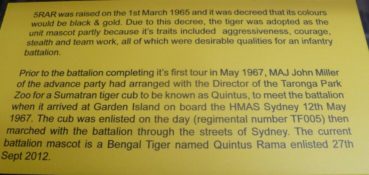 Information Board About Original Quintus - 5RAR Mascot