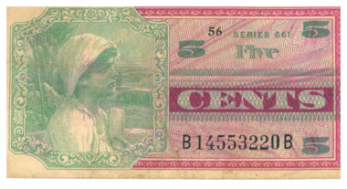 Currency, Military Payment Certificate, 5 Cents