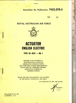 Royal Australian Air Force: Actuator English Electric Type AE 4021 - Mk1