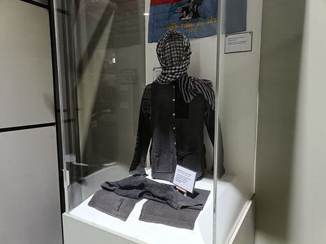 Two piece black cotton top and pants, commonly known as the "Peasant Look" or black pajamas.