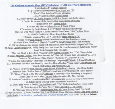 DVD The Graham Kennedy Show (GTV9 television (DVD) mid 1960's Melbourne
