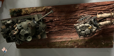 A Diorama of an US Army Tank and Farmers Cart