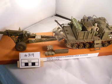 Model, M8A1 Cargo Carrier and 155mm field gun