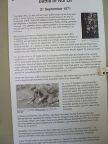 Poster - Poster, Information Board, Battle of Nui Le, 21 September 1971