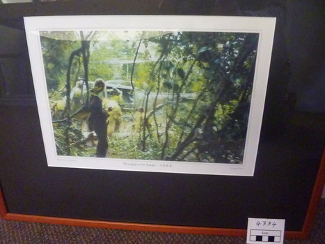 Coloured photo of soldiers conducting a resupply in the jungle in Vietnam.