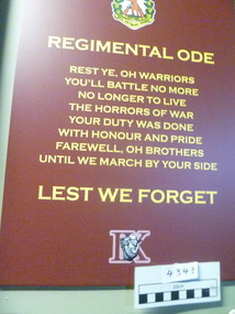 Poster - Poster, Information Board, Regimental Ode