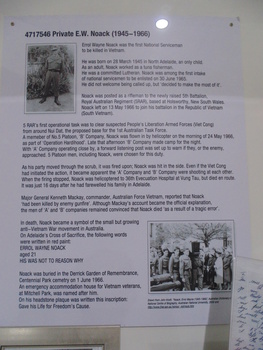 White plastic Poster, Information Board with the following information: Noack, Errol Wayne