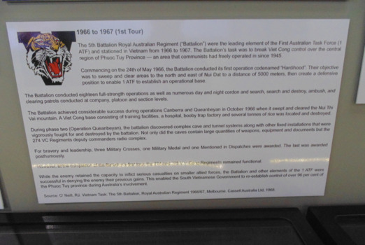 Information Board of 5 RAR 1966 - 1967 (1st Tour)