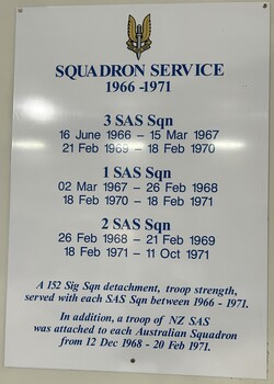Information board for Squadron Service 1966-71