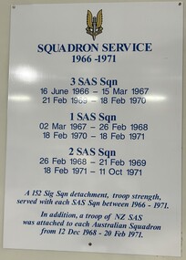 Information board for Squadron Service 1966-71