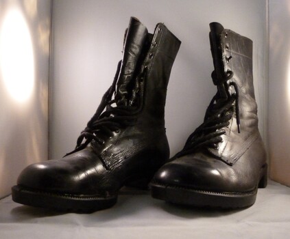 A Pair of Men's Black Leather Flying Boots
