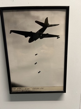 A Framed Black and White Photograph of : Bombs Away - 2 Sqn Vietnam 1970