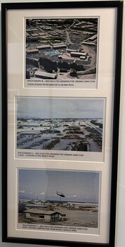 Overlooking Peter Badcoe Club and Pool, Looking Along Beach Road and Huey Leaving Vampire Pad From RAASC Vehicle Area