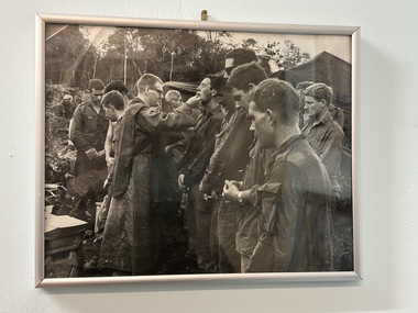 A Black and White Photograph of Soldiers Attending an Outdoor Church Service