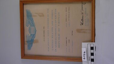 Certificate, Certificate from United States Air Force, 8th December 1967
