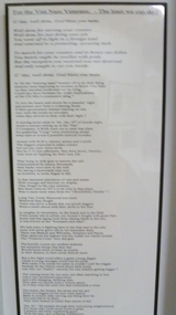 Framed with a chipboard base in black and white print of a poem: For the Vietnam Veterans